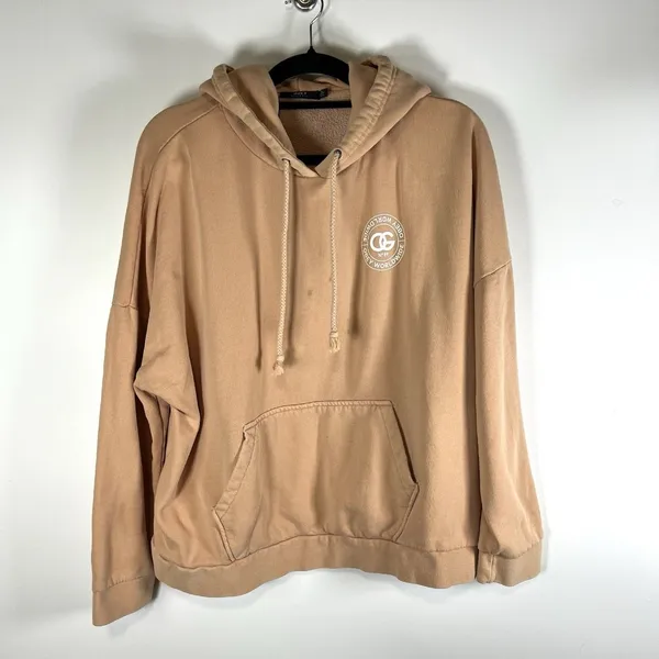 Obey Hoodie Crop Peach Womens Size Large Graphic Print Back Outdoor‎ - Image 2