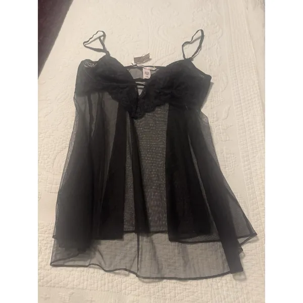 Victoria's Secret Babydoll Slip Size L 170/104A Black Sheer - Image 3