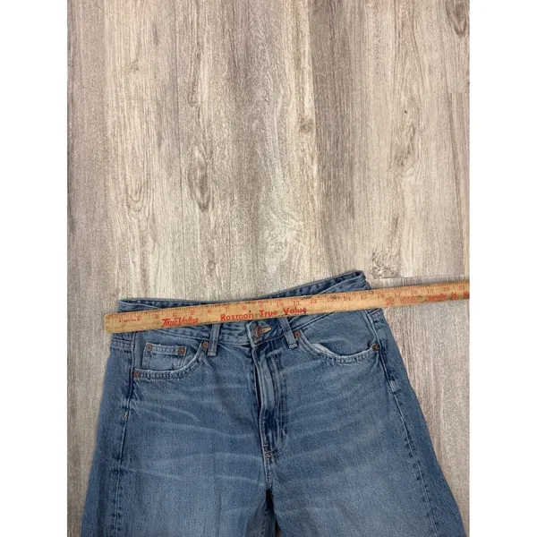 Zara Womens Wide Leg High Rise Jeans Medium Blue Cotton Denim Size 6 - Image 6