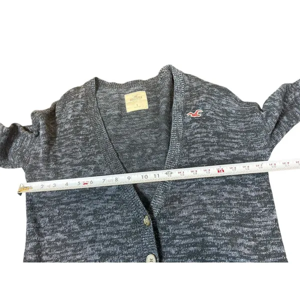Hollister Navy Knit Cardigan Button Up Logo V-neck Sweater S Granpacore Cozy - Image 5