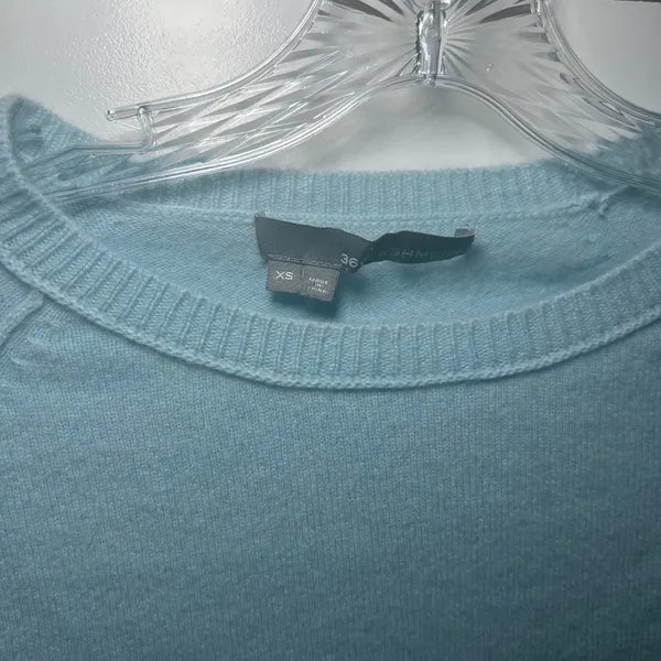360 Cashmere Light Blue Crewneck Raglan Sweater XS Pure Cashmere cozy minimal - Image 3