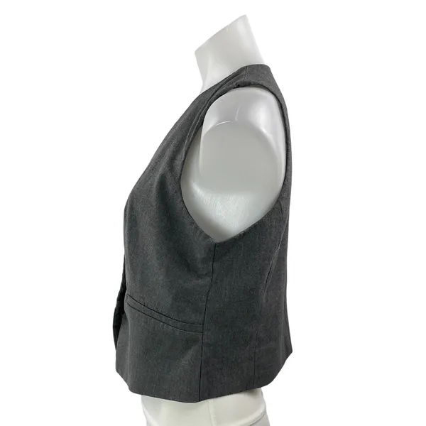 Zara Women's Gray Sleeveless V Neck Button Down Pocket Vest Crop Top Size M - Image 2