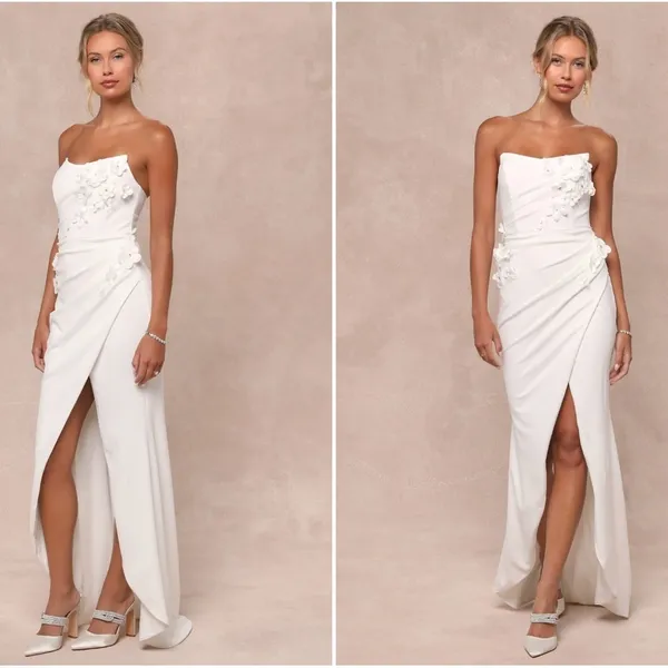LULU's Bridal Wedding Chic Modern Sexy Floral Bustier Mermaid Trumpet Gown - Image 3