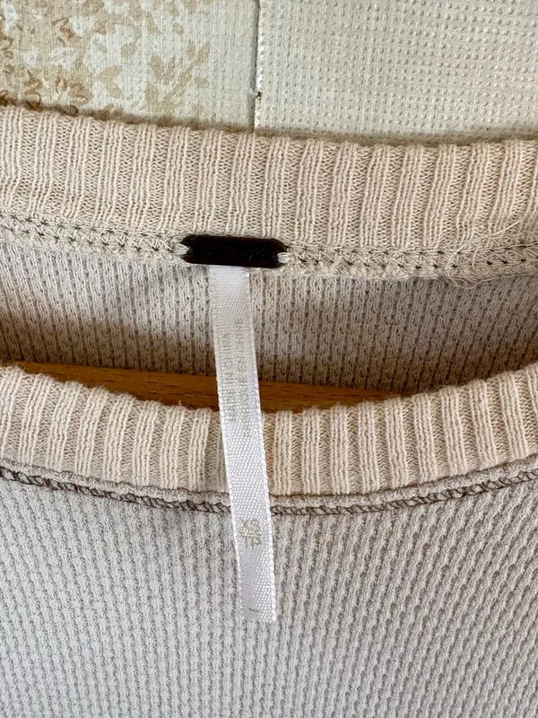 Free People In The Mix Cuff Cream Crochet Embroidered Boho Thermal Top XS - Image 5