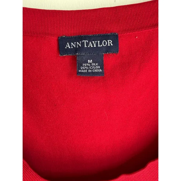 Ann Taylor Silk Blend Sweater Tank Medium Red Sleeveless Tie Waist Shell Top - Image 6