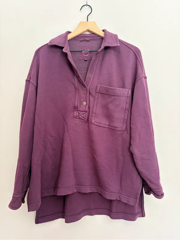 Aerie Chorewear Popover Sweatshirt Plum Medium - Image 2