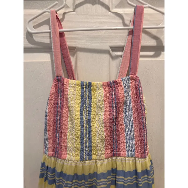 Lane Bryant Womens Plus‎ 14/16 Striped Cotton Smocked Tiered Maxi Dress Pockets - Image 2