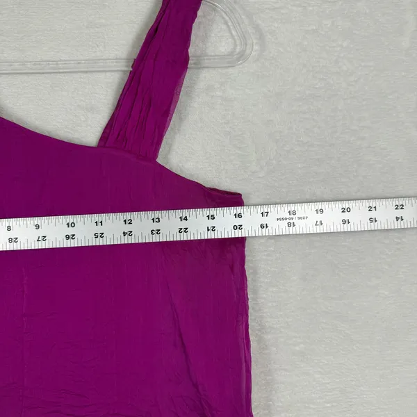 Alice + Olivia Magenta Silk One‎ Shoulder Tank Top Crinkle Chiffon XS - Image 3