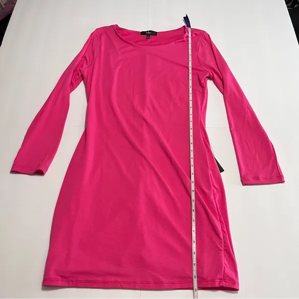 NWT Lulus Comeback Baby Hot Pink Long Sleeve Knit Dress‎ LARGE - Image 9