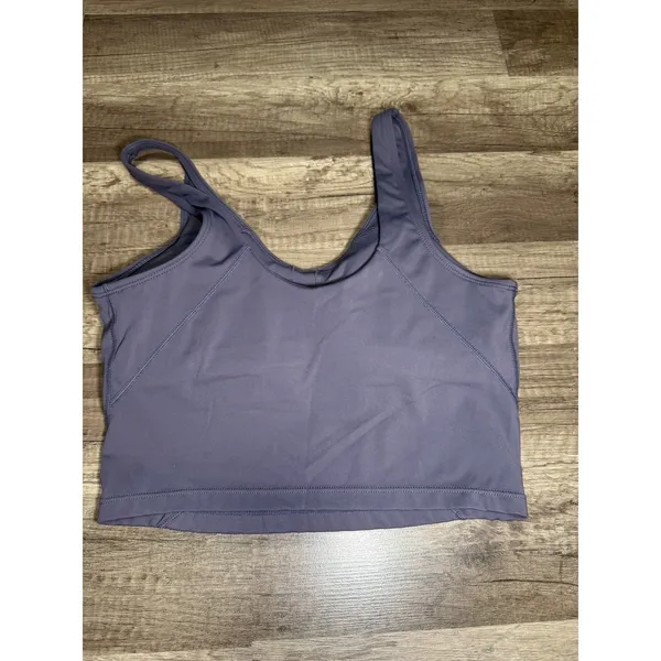 Dark Purple V-Neck‎ Longline Sports Bra Yoga Crop Top XS - Image 2