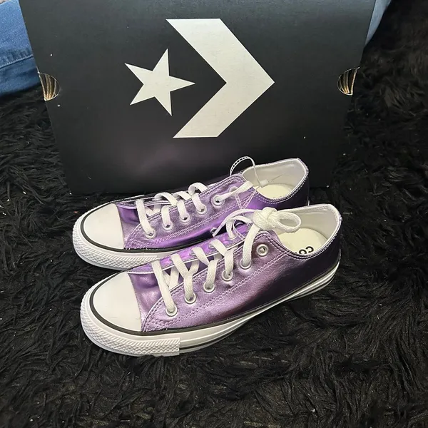 CONVERSE all Star purple metallic lace up shoes sneakers women’s new - Image 2