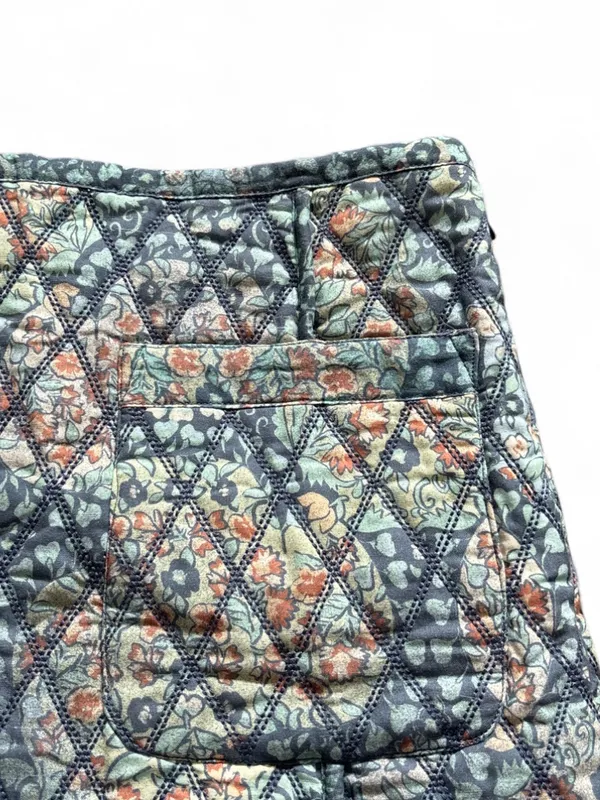 Free People Darla Quilted Mini Skirt Blue and Peach Floral Sz 4 Cottage Dainty - Image 5
