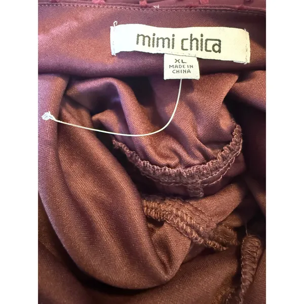 Mimi Chica burgundy Puff Sleeve Dress XL boho whimsi Y2K firy mini‎ grunge - Image 4
