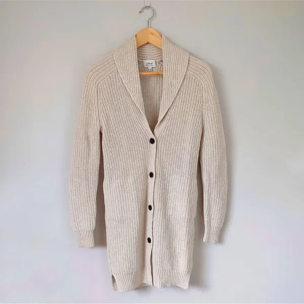Aritzia Wilfred Tisserand Long Rib Knit Cardigan Sweater Merino Wool Size S - Image 2
