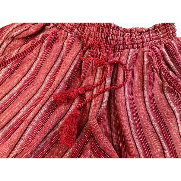 Briggs Linen Blend Shorts Womens XS Red Striped Elastic Waist Drawstring - Image 5