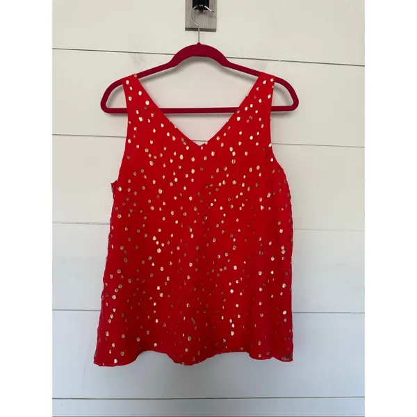 Lilly Pulitzer Women’s Medium Red Silk Florin Tank Top Patterned - Image 4