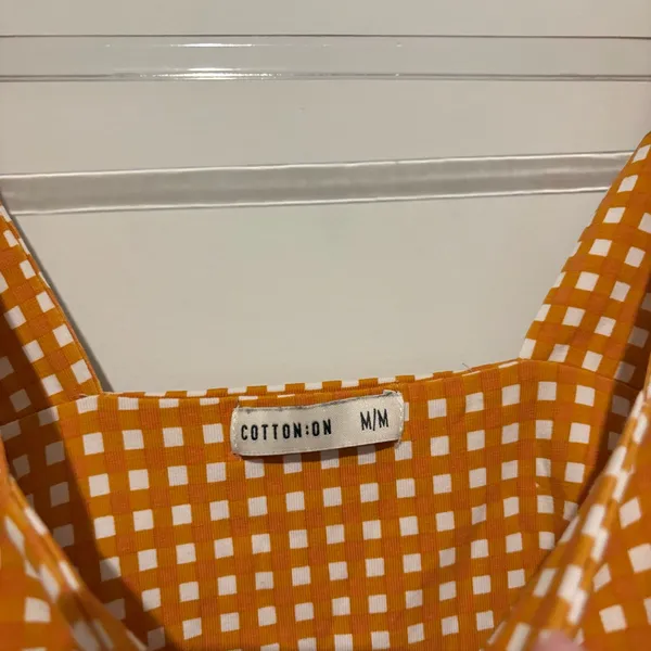 Cotton On Plaid‎ Gingham Plaid Wide strap crop top tank golden yellow size small - Image 3