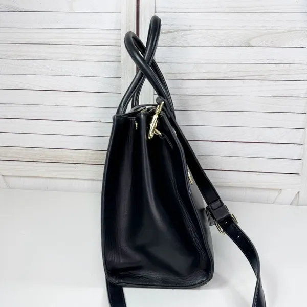 La Terre Multi Compartment Satchel Bag Handbag Purse Black‎ Large - Image 3