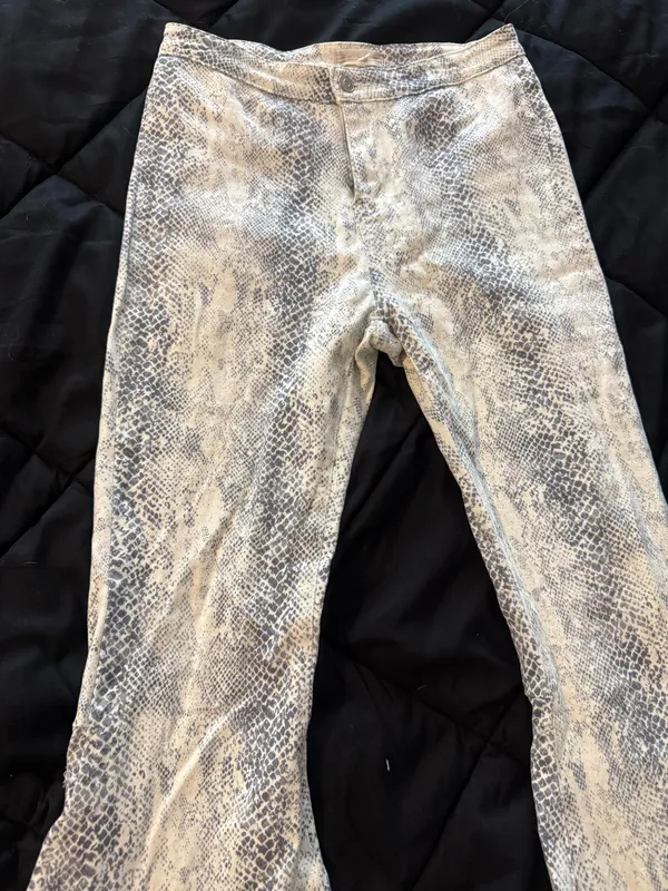 {ALTAR’D STATE} High-Waist Snake Python Print Flared Bell Bottom Pants - Medium - Image 3