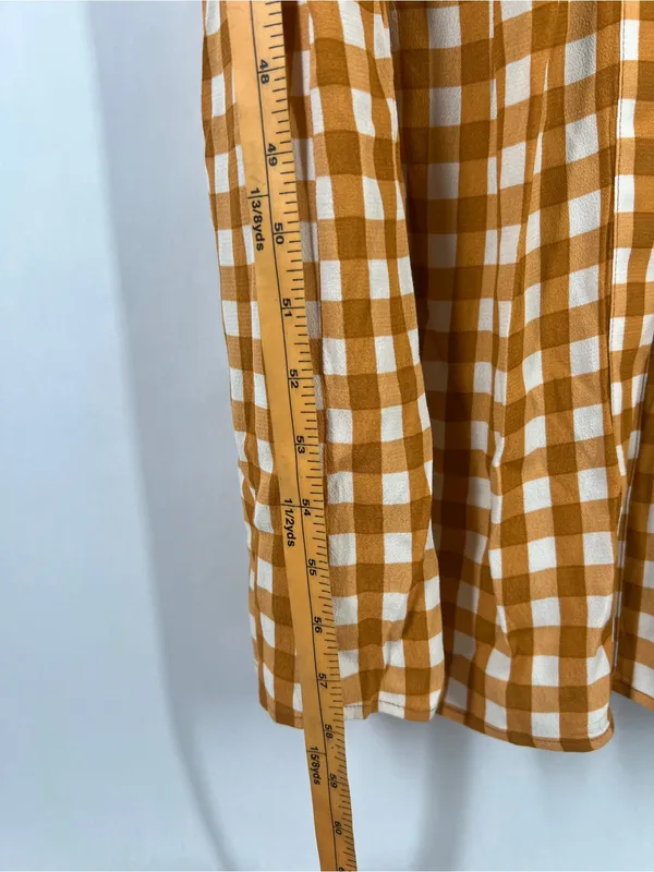 Uterqüe Mustard Gingham Maxi‎ Dress Orange - Image 14