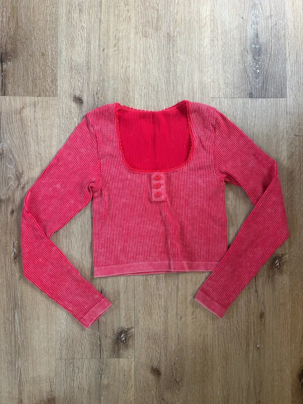 Fabletics Red Ribbed Matching Yoga Set - Image 4