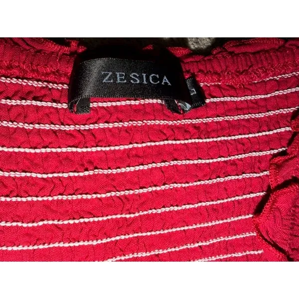 ZESICA Smocked Waist Maxi Dress Maroon Pink Boho Flowy size Large - Image 5