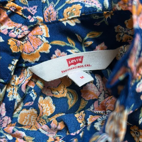 Levi's Blue and Orange Ruffled Floral Blouse - Image 2