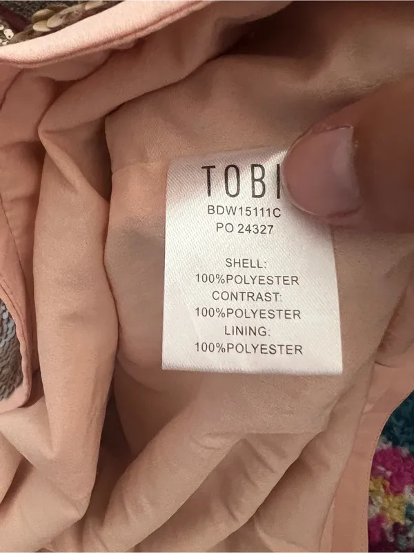 Tobi Shift in Time Sequin Dress Shirt Blush Rose Small Mini Short Sleeves - Image 10
