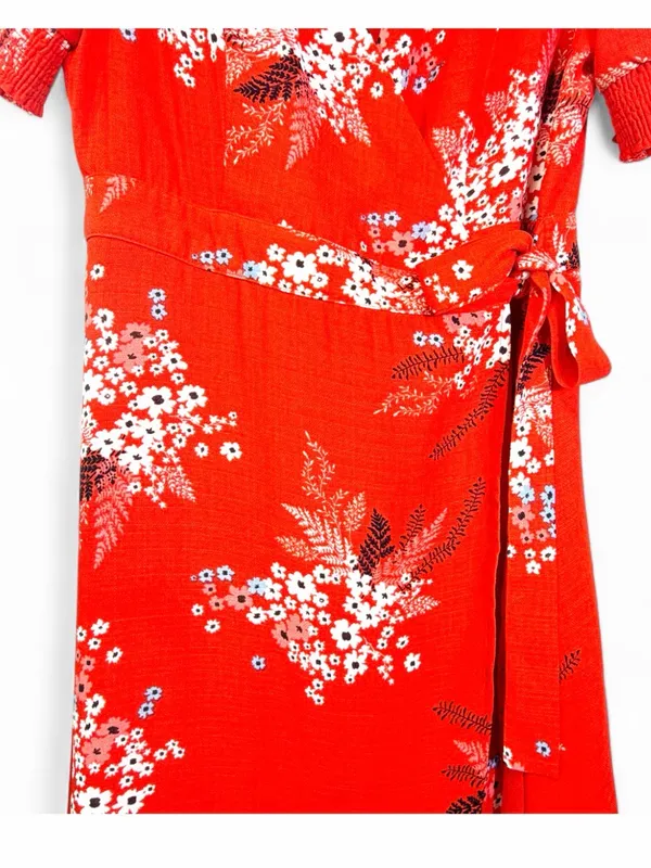 Lulus Women’s All the Sweetness Floral Print Puff Sleeve Midi Wrap Dress Size M - Image 10