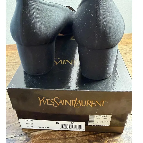 Yves‎ Saint Laurent Vintage Black Buckle Pump Heels size 10 - Image 6