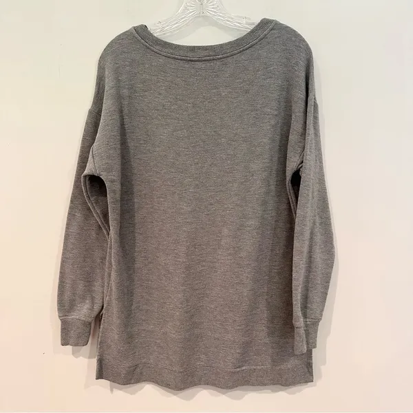 Marled Comfy Cozy Long Sleeve Split Hem Love Sweatshirt Women's Medium‎ Gray - Image 8