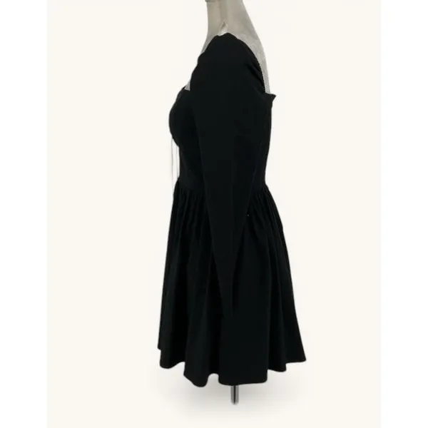 Reformation Johnny Mini Dress Womens 6 Black Square Neck Lace Up Cotton NWT - Image 10