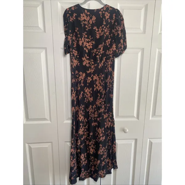 A New Day Womens Medium Black Brown Floral Maxi Dress Dark Cottage Babydoll V‎ - Image 5