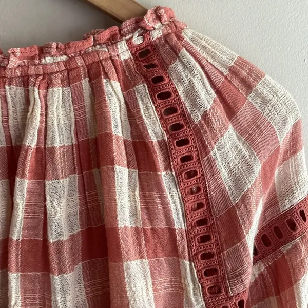 Free People Honey Grove Plaid Top Pink - Image 12