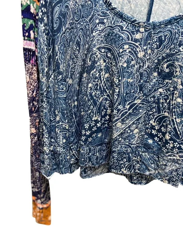 Free People FP Movement Soul Searcher Printed Hoodie Blue Size S Boho Hippie - Image 9