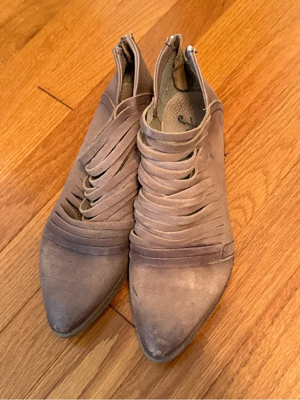 Free People Lost Valley Distressed Booties in Tan - Image 2