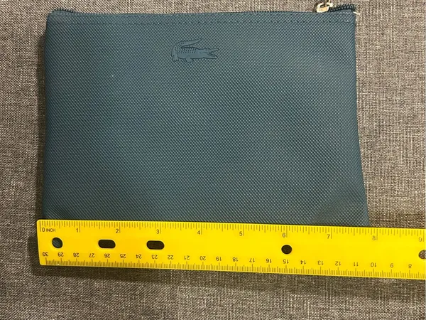 Lacoste Zip Pouch in Slate Gray-Blue - Image 2