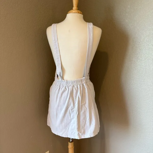 Casual Cream Elastic Waist Overall Corduroy Dress One Size - Image 2