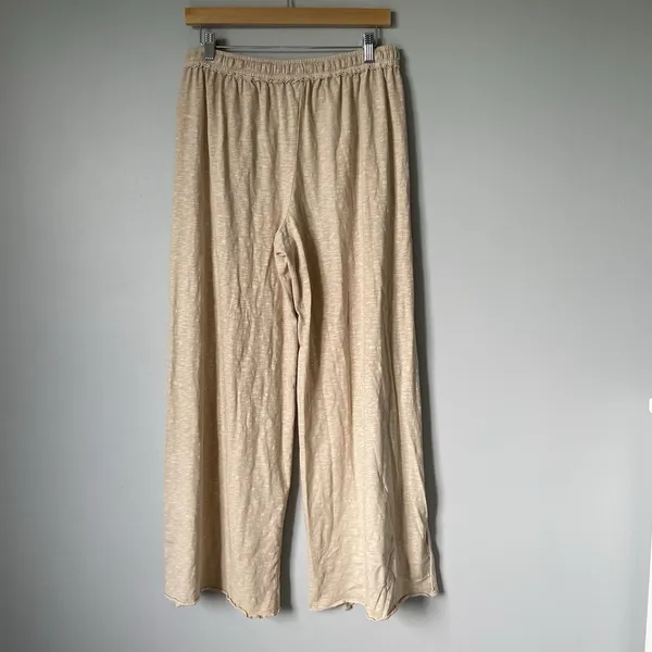 Aerie Wide Leg Relaxed Fit Lounge Sweatpants High-Waist Tan Beige Womens Medium - Image 2