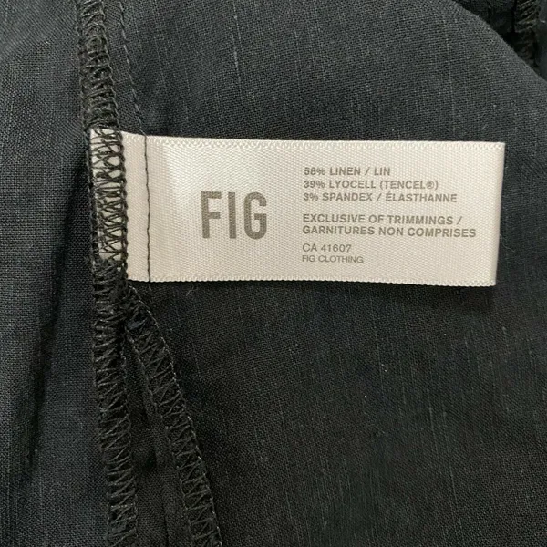 Fig Dress S Charcoal Linen‎ Lyocell Shift Short Sleeve Mini Stretch V-Neck - Image 9