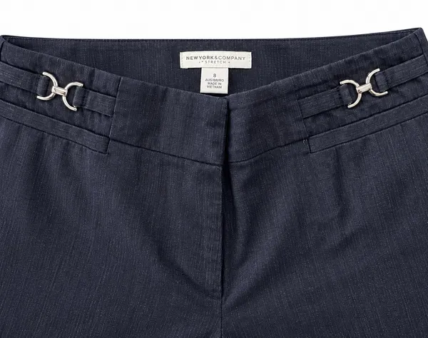 New York & Company Women’s Navy Dress Pants Size 8 Silver Buckle Detail - Image 2
