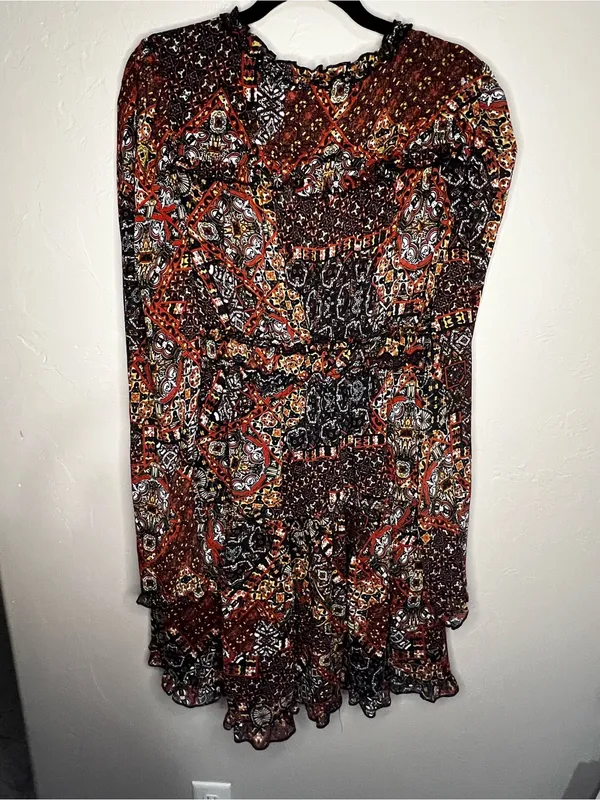 Miss Me Chiffon Patchwork Prairie Earth Tiered Ruffle Boho Cowgirl‎ Mini Dress - Image 9