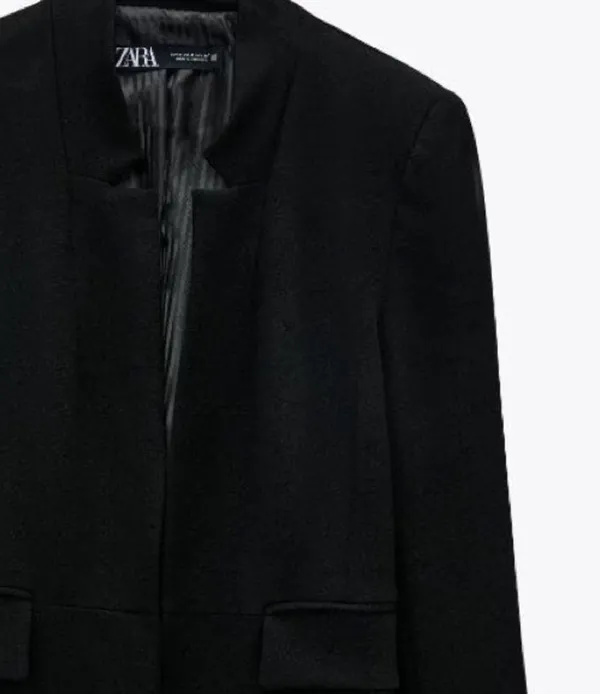 Zara Outerwear Inverted Lapel Frock Coat Blazer BLACK NEW - Image 12