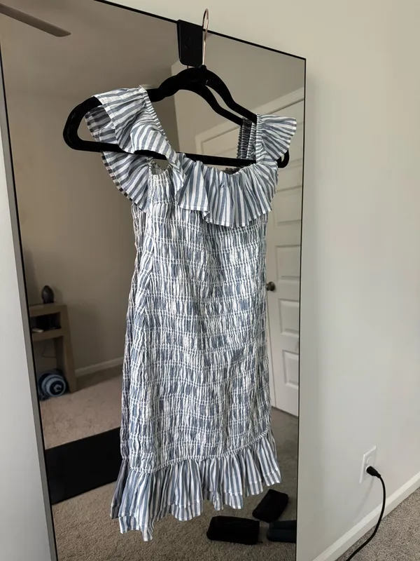 Abercrombie Striped Ruffle Ruched Dress - Image 2
