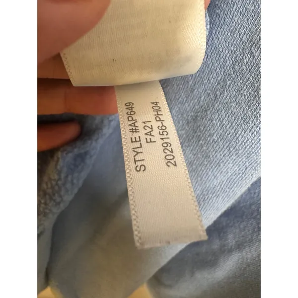 J.Crew Wide Button-Collar‎ Tunic Sweatshirt Cloudspun Fleece Light Blue AP649 L - Image 6