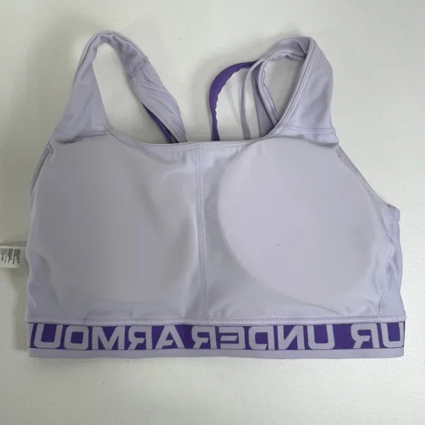 Under Armour Large Sports Bra Crossback Mid-Impact Purple 1390377 Gym Workout - Image 4