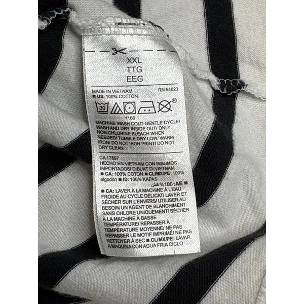 Old Navy Pineapple Pocket‎ T-Shirt Womens XXL White Black Striped Casual Tee - Image 6