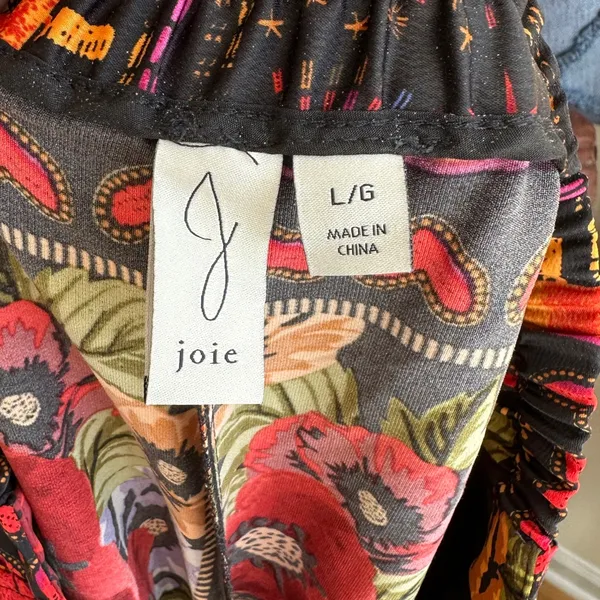 Joie Floral and Sun Graphic Silky Culotte Pants, Multicolored, Size Large - Image 11