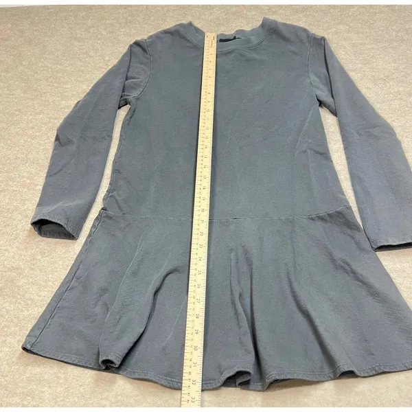 Monrow Womens Blue Grey Cotton French Terry Long Sleeve Drop‎ Waist Dress Sz L - Image 7