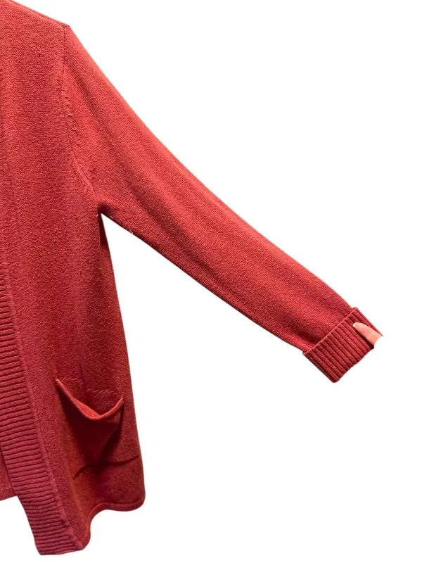Tahari Patch Pocket Cardigan Sweater Burgundy Size XL Coastal Preppy Minimalist - Image 10